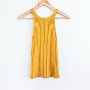 Rue & Willow Cotton Linen Blend Wide Ribbed Sweater Tank Golden Yellow XS